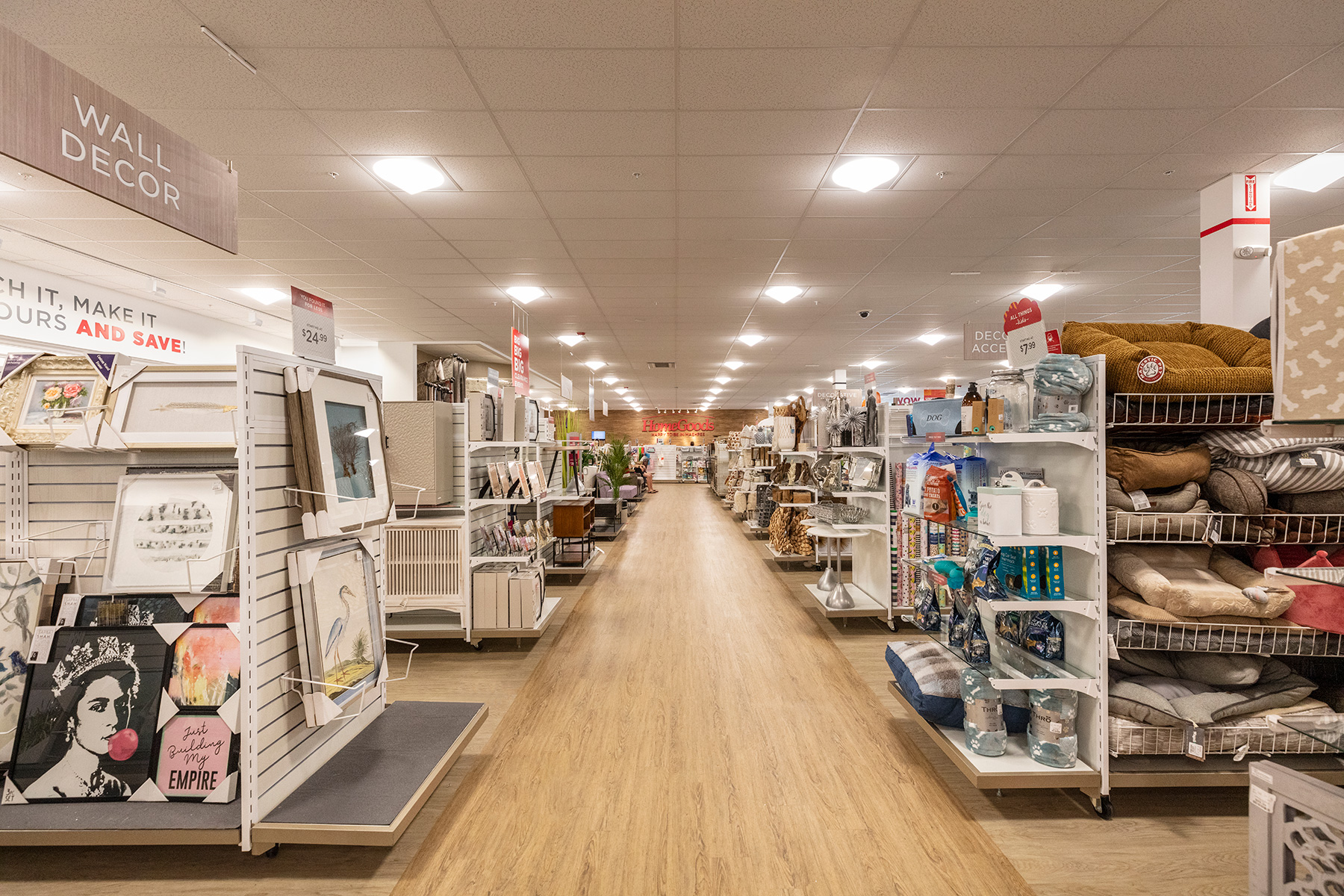 Inside of HomeGoods aisle