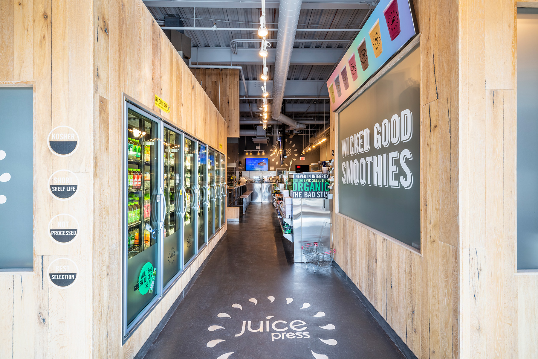 Juice Press store overview with fridges